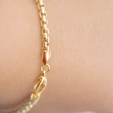 14K Solid Yellow Gold Box Italian Link Bracelet