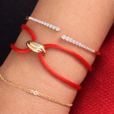 14K Solid Yellow Gold Open Cuff Bangle with Natural Diamonds