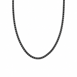 18K Gold Filled Colorful Enamel Box Chain Necklace Black box chain necklace on a clean white background.