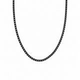 18K Gold Filled Colorful Enamel Box Chain Necklace Black box chain necklace on a clean white background.