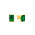 14K solid yellow gold pear shaped green emerald CZ halo stud earrings with sparkling clear CZ accents.