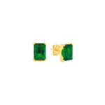 14K solid yellow gold pear shaped green emerald CZ halo stud earrings with sparkling clear CZ accents.
