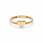 14K yellow gold twisted band heart ring with polished heart centerpiece