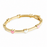 18K Gold-Plated Brass Girl’s Bangle with Enamel Hearts