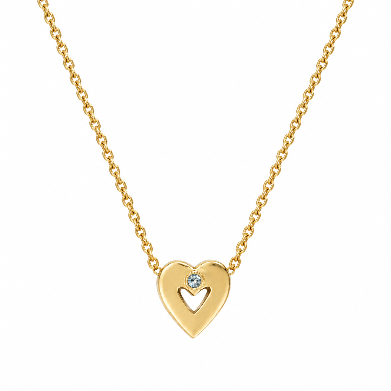 14K Solid Yellow Gold Custom Heart Birthstone Necklace – Personalized Jewelry