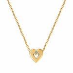 14K Solid Yellow Gold Custom Heart Birthstone Necklace – Personalized Jewelry