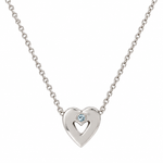14K Solid White Gold Custom Heart Birthstone Necklace – Personalized Jewelry