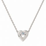 14K Solid White Gold Custom Heart Birthstone Necklace – Personalized Jewelry