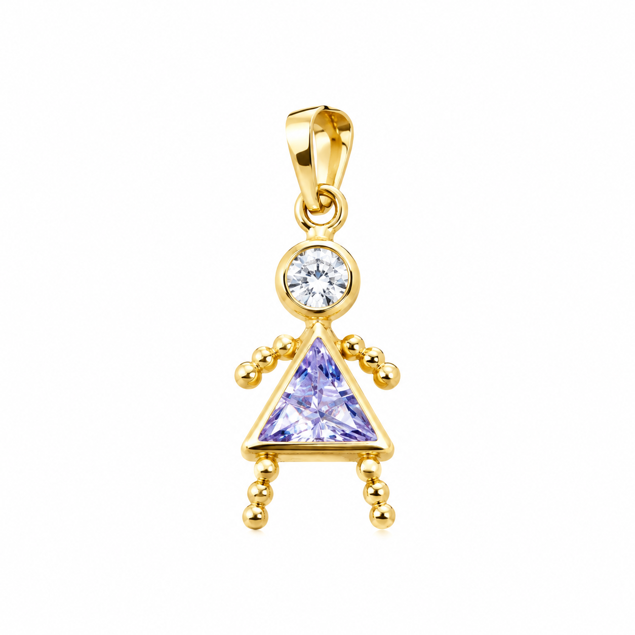 14K Solid Yellow Gold Boy or Girl CZ Pendant