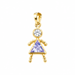 14K Solid Yellow Gold Boy or Girl CZ Pendant
