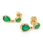 18K Solid Yellow Gold Dangling Emerald Earrings – Elegant Luxury Jewelry