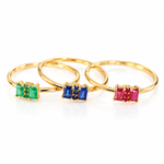18K Solid Yellow Gold Precious Stones Ring – Timeless Luxury