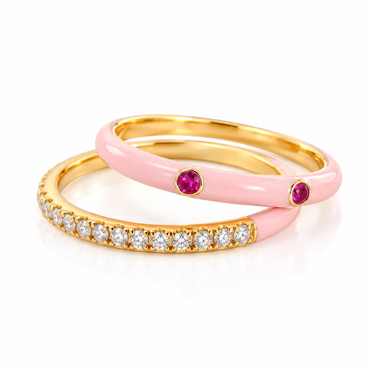 18K Solid Yellow Gold Precious Stones & Enamel Ring – Vibrant Luxury Jewelry