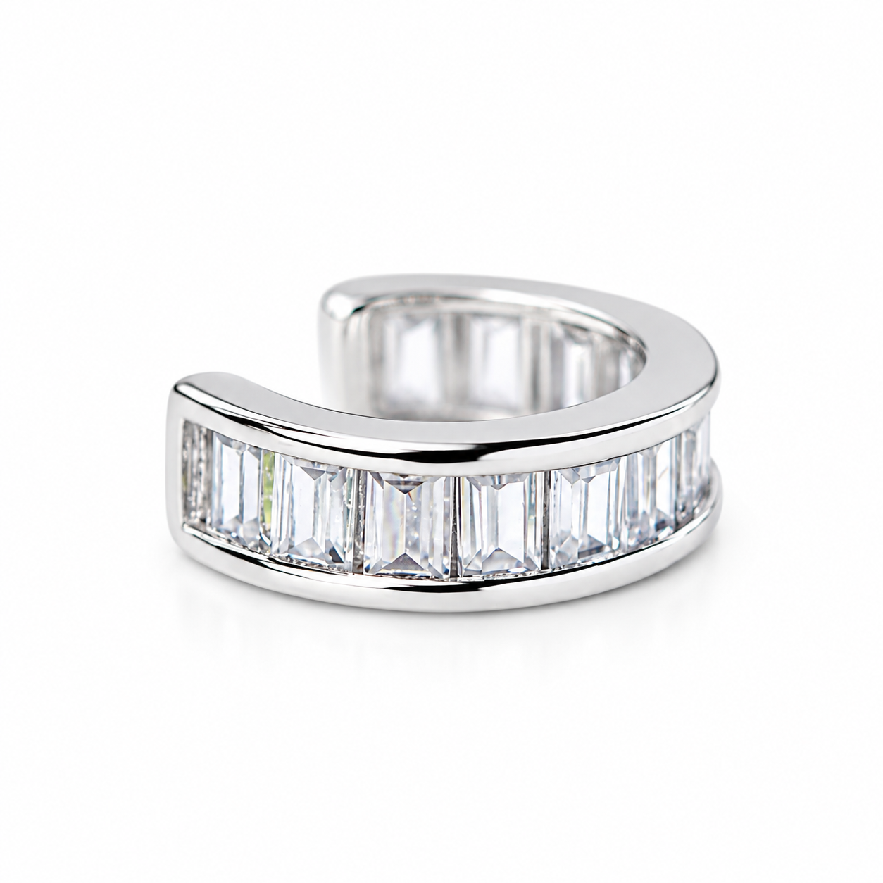 925 Sterling Silver Baguette CZ Ear Cuff
