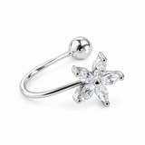 925 Sterling Silver CZ Flower Ear Cuff