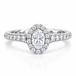 14K Solid White Gold .14 Oval Center Solitaire