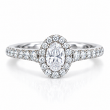 14K Solid White Gold .14 Oval Center Solitaire
