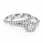 14K Solid White Gold .15 Round Center Square Mount Set