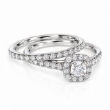 14K Solid White Gold .15 Round Center Square Mount Set