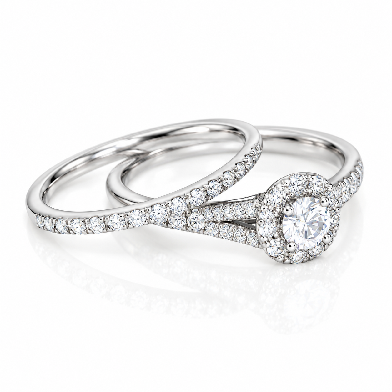 14K Solid White Gold .16 Round Center Round Mount Set