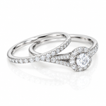 14K Solid White Gold .16 Round Center Round Mount Set