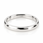 14K solid gold classic comfort fit wedding band featuring a polished domed exterior and smooth flat interior, available in yellow and white gold.