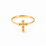 14K Solid Gold Ball Cross Ring – Minimalist Gold Cross Ring