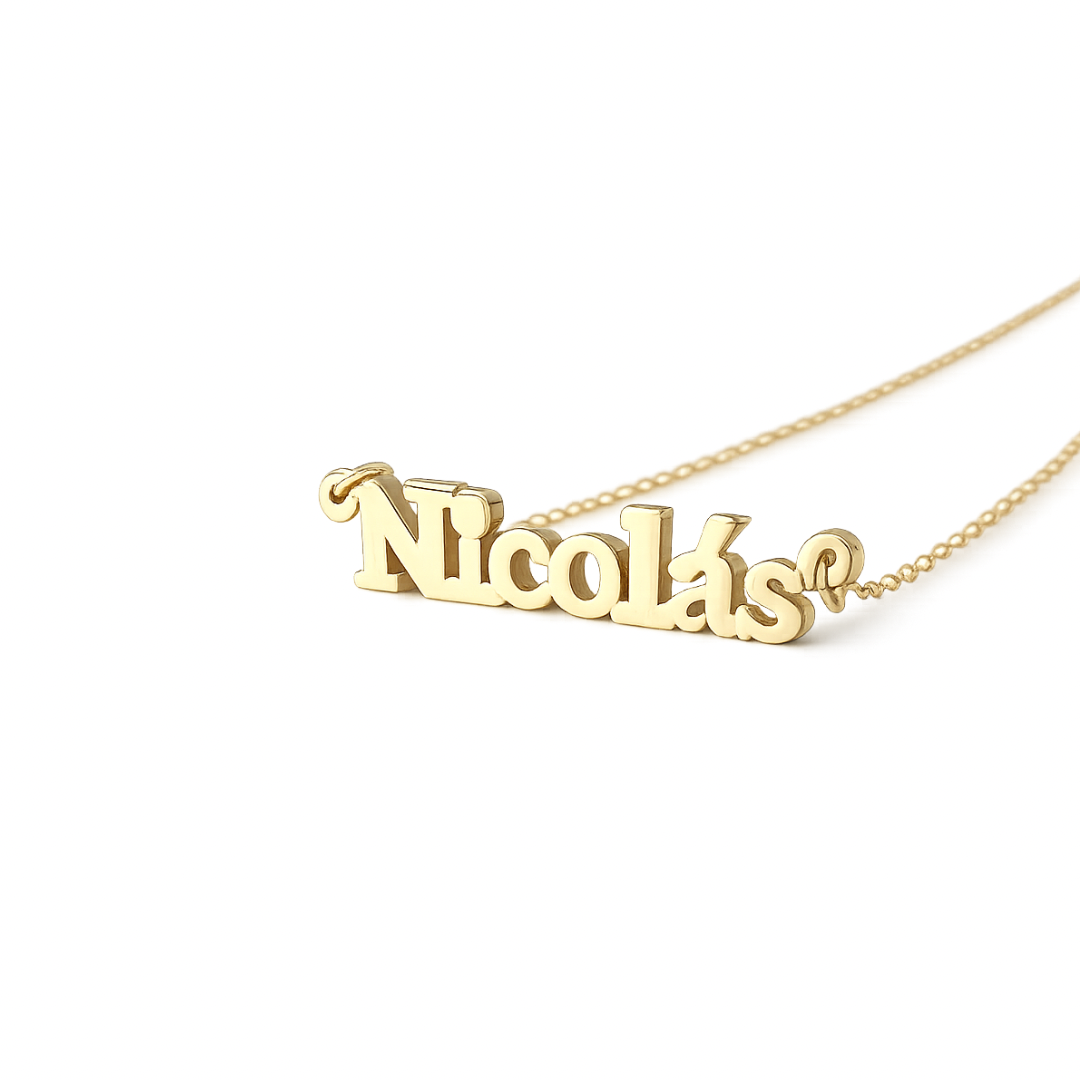 14K yellow gold, white gold and rose gold personalized necklaces.