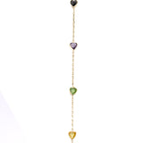 14K Solid Yellow Gold Multi Color Heart CZ Necklace