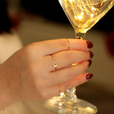 14K Solid Yellow Gold Moon & Star Cuff Ring