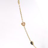 14K Solid Yellow Gold Multi Color Heart CZ Necklace