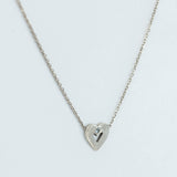 14K Solid White Gold Custom Heart Birthstone Necklace
