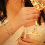 14K Solid Yellow Gold Diamond Bangle