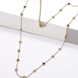 14K Solid Yellow Gold Multi Color Heart CZ Necklace
