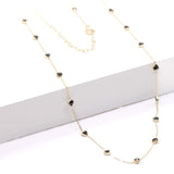 14K Solid Yellow Gold Multi Color Heart CZ Necklace