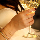 14K Solid Yellow Gold Moon & Star Cuff Ring