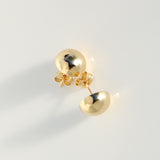 14K Solid Yellow Gold Half Ball Stud Earrings