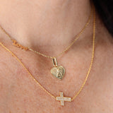 14K Solid Yellow Gold Heart Italian Guardian Angel Medal
