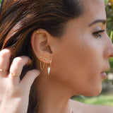 14K Solid Yellow Gold Opal Hoops