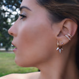 14K Solid Yellow Gold Opals Ear Cuff