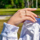 14K Solid Yellow Gold Moon & Star Cuff Ring