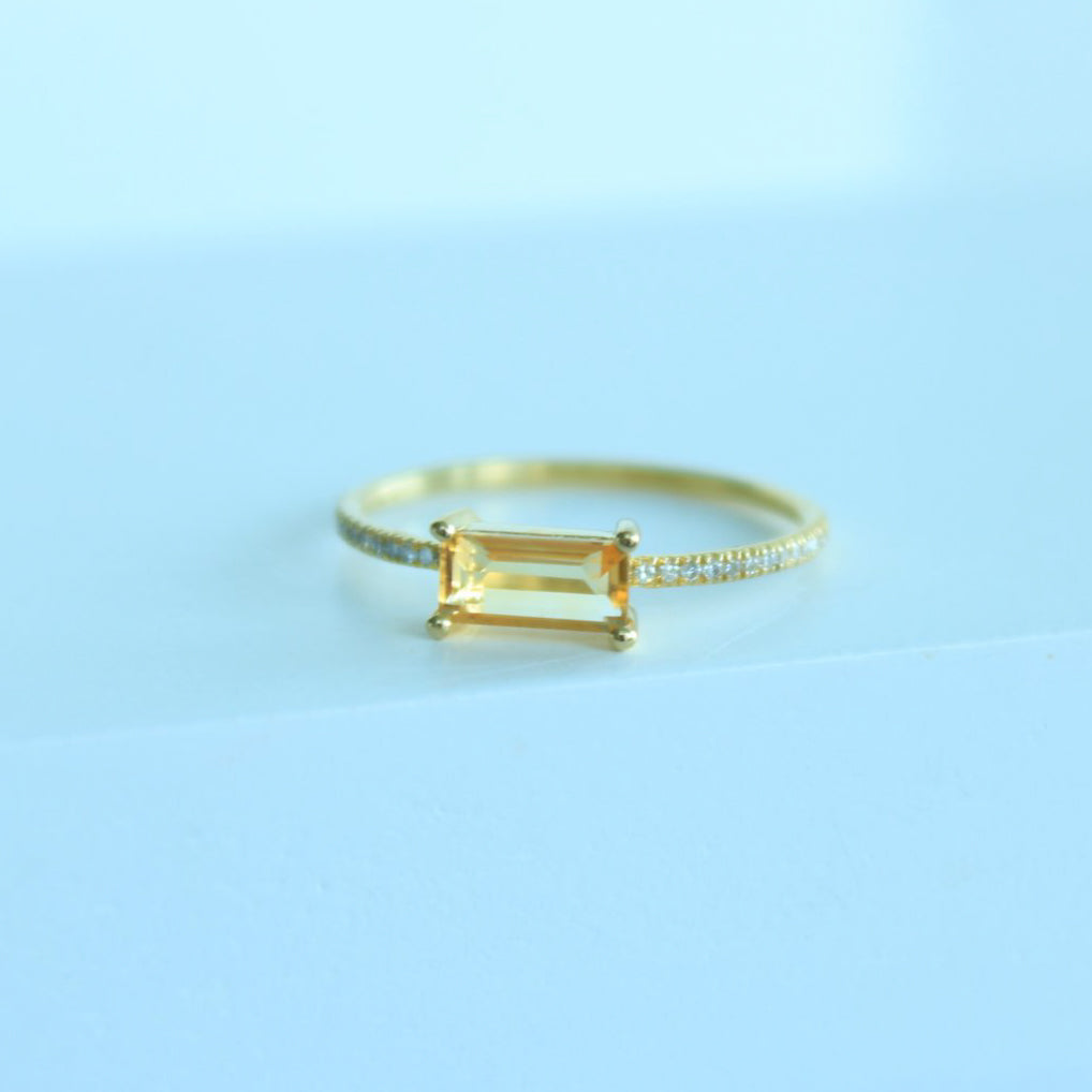 14K Solid Gold Semi Stone Pave Diamond Ring