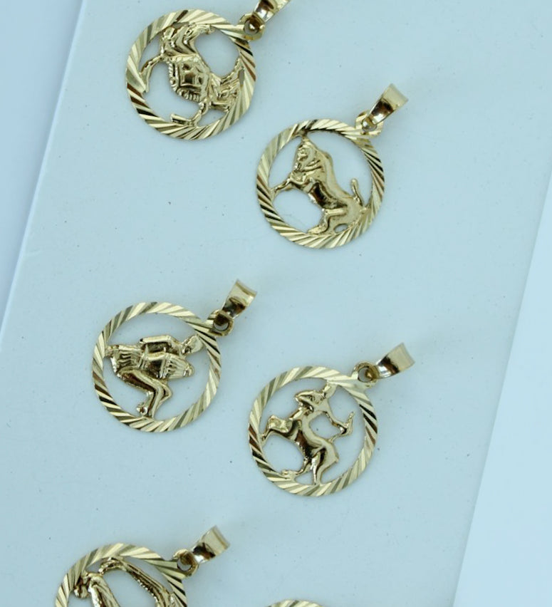 14K Solid Yellow Gold Zodiac Signs Pendants