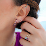 14K Solid Yellow Gold Turquoise Ear Cuff