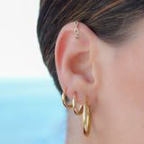 14K Solid Yellow Gold CZ Evil Eye Ear Cuff