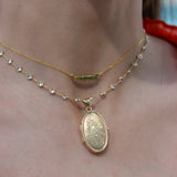 14K Solid Yellow Gold Vintage Floral-Engraved Oval Photo Locket
