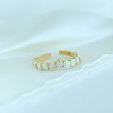 14K Solid Yellow Gold Opals Ear Cuff