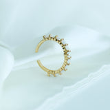 14K Solid Yellow Gold Opals Ear Cuff