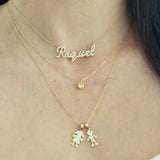 14K Solid Yellow Gold Diamond Name Necklace
