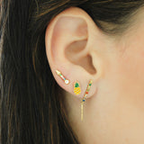 14K Solid Yellow Gold Enamel Pineapple Earrings
